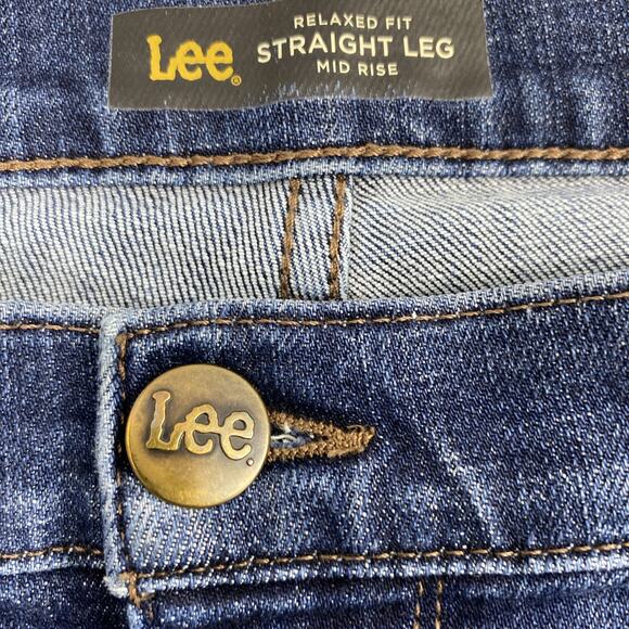 Lee‎ Jeans Womens Size 14 Short Dark Wash Denim Relaxed Fit Straight Mid Rise - Picture 3 of 12